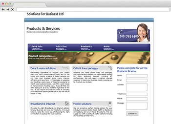Solutions For Business - Telecoms Company Web Design website design